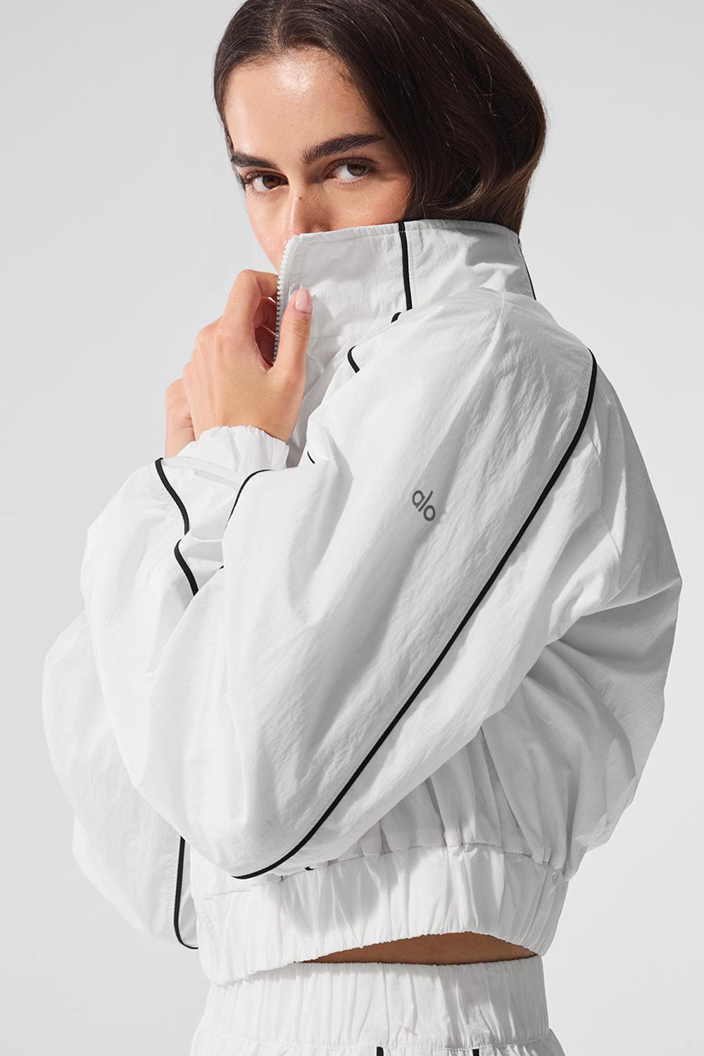 Chaquetas Alo Yoga Motivate Full-Zip Track Mujer Blancas Negras | España  HQJY-46932
