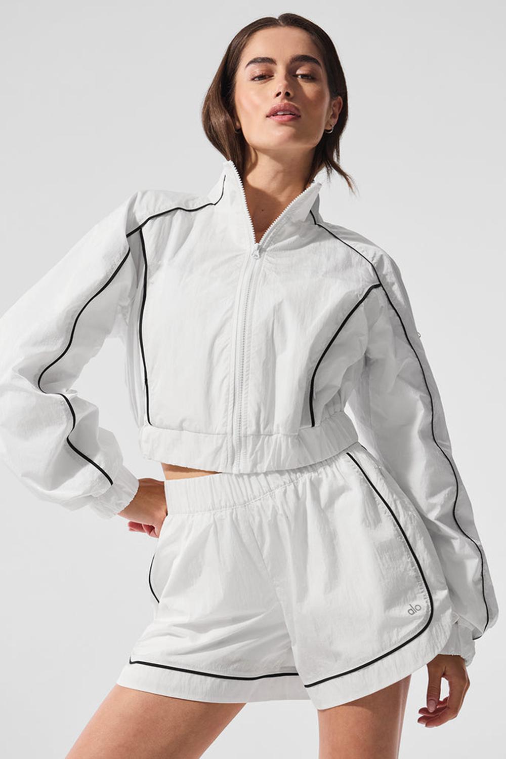 Chaquetas Alo Yoga Motivate Full-Zip Track Mujer Blancas Negras | España  HQJY-46932