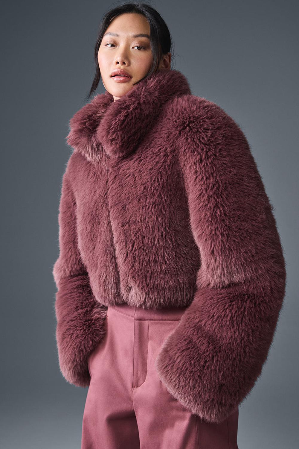 Chaquetas Alo Yoga Opulent Faux Fur Cropped Mujer Burdeos | España  XSID-73152