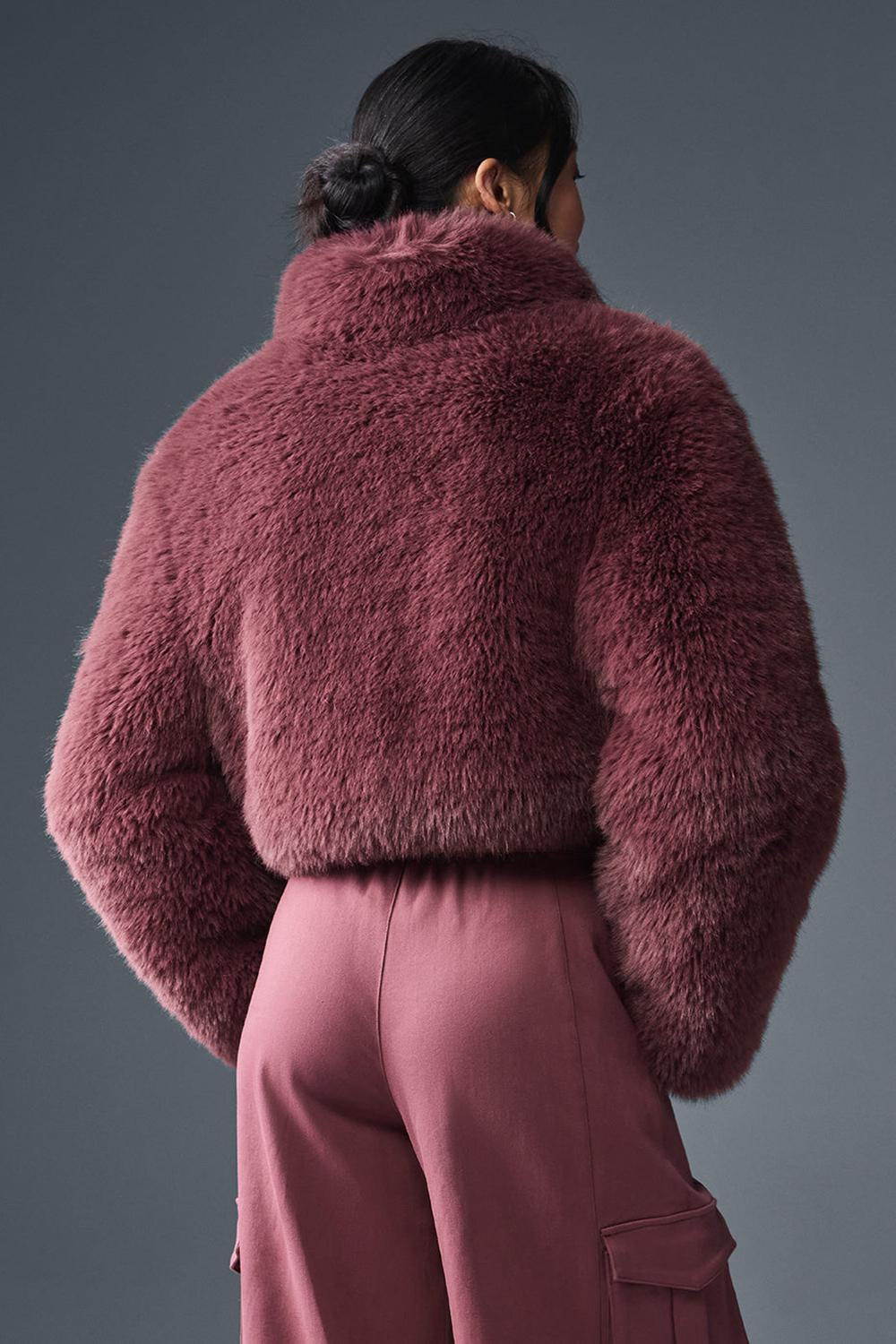 Chaquetas Alo Yoga Opulent Faux Fur Cropped Mujer Burdeos | España  XSID-73152
