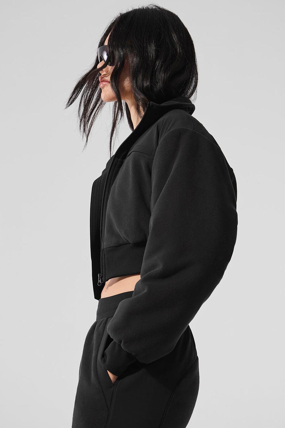 Chaquetas Alo Yoga Polar Fleece Cropped Wintry Mix Mujer Negras | España  SCOR-07219