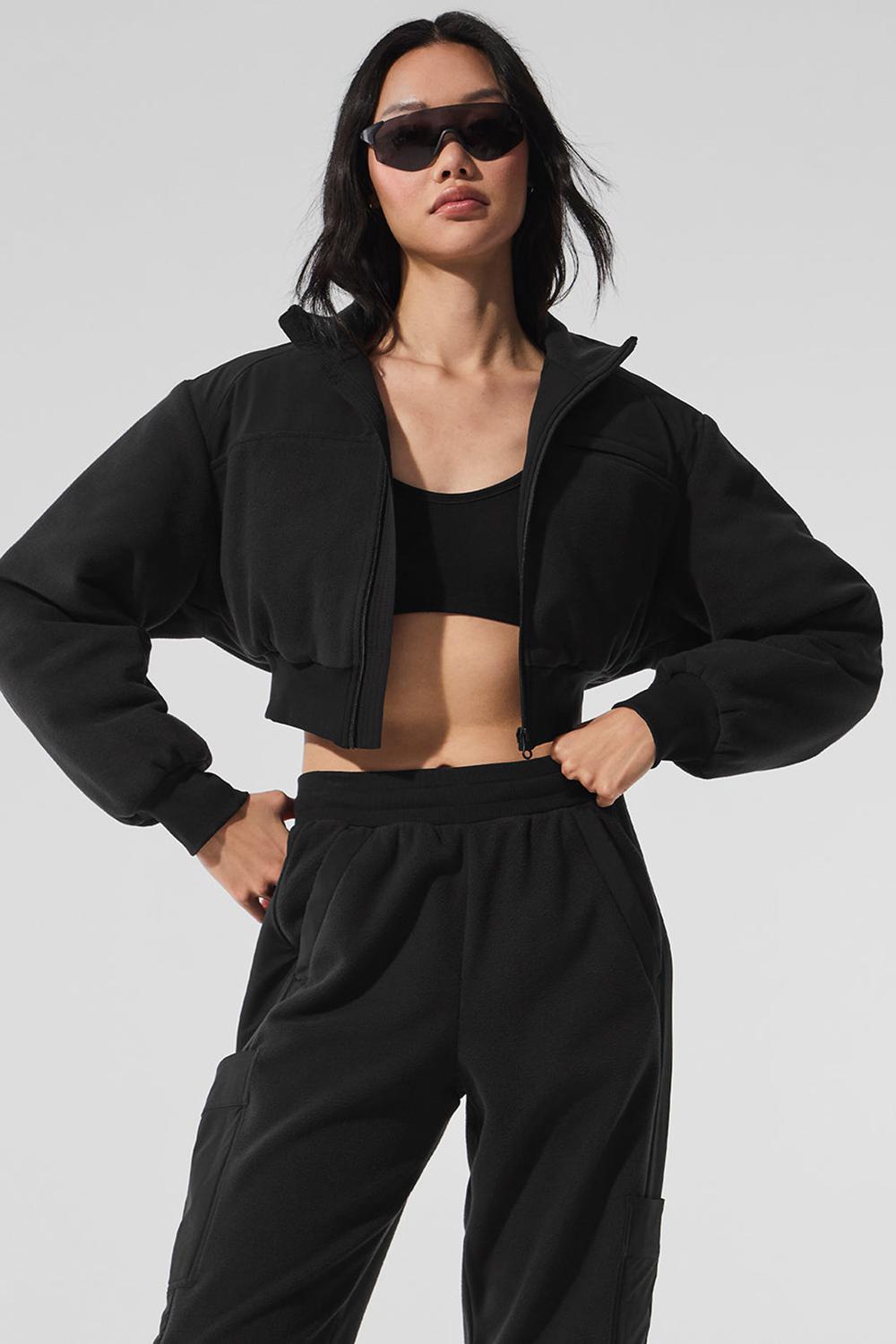 Chaquetas Alo Yoga Polar Fleece Cropped Wintry Mix Mujer Negras | España  SCOR-07219