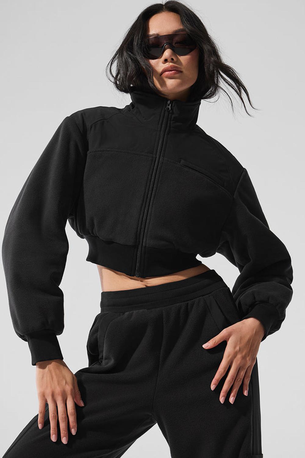 Chaquetas Alo Yoga Polar Fleece Cropped Wintry Mix Mujer Negras | España  SCOR-07219