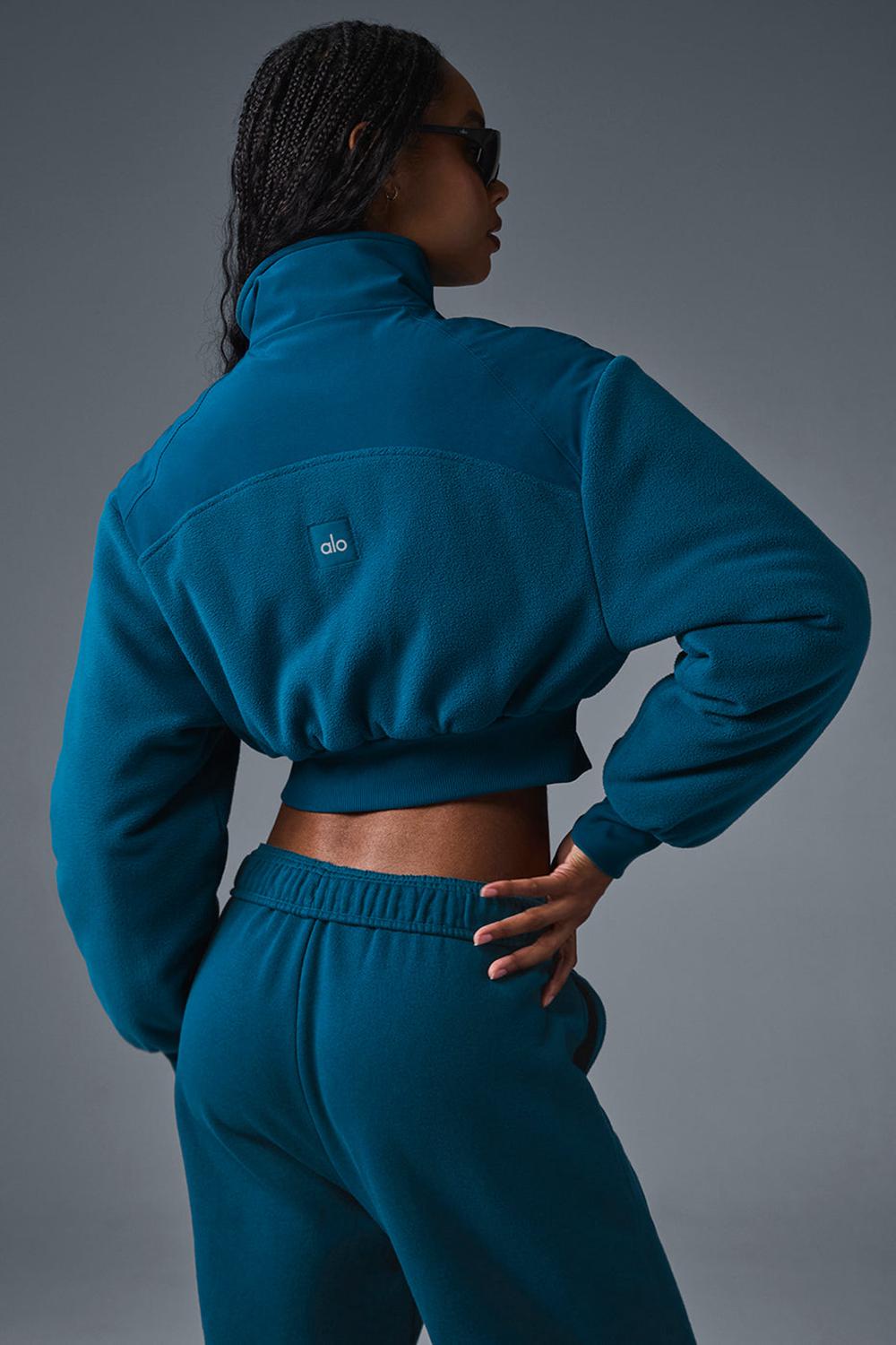 Chaquetas Alo Yoga Polar Fleece Cropped Wintry Mix Mujer Azules | España  VUYR-39265