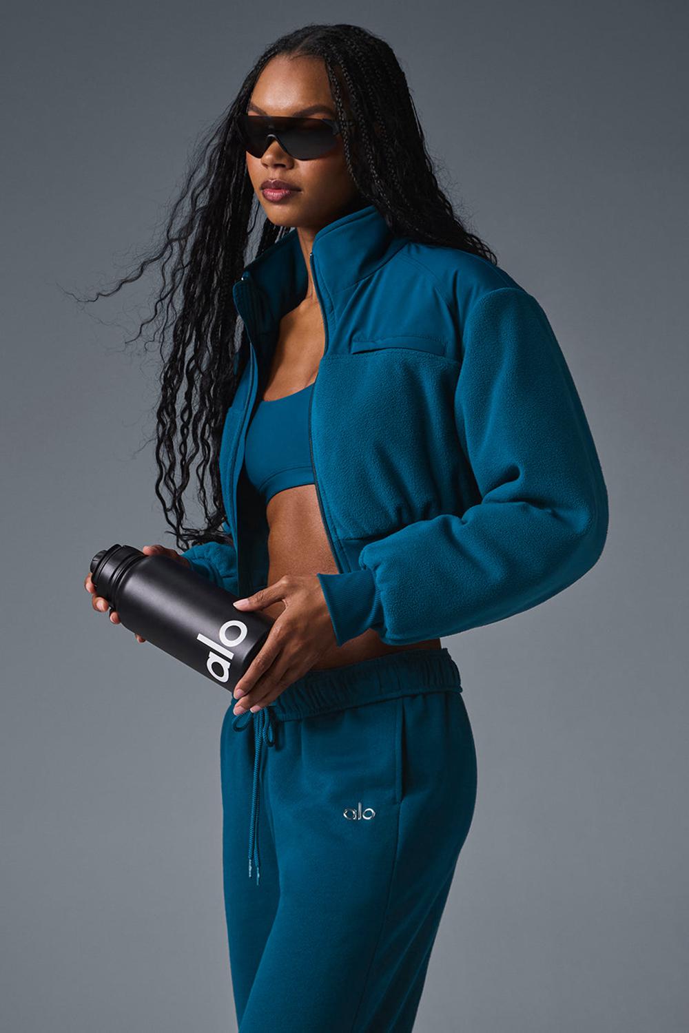 Chaquetas Alo Yoga Polar Fleece Cropped Wintry Mix Mujer Azules | España  VUYR-39265