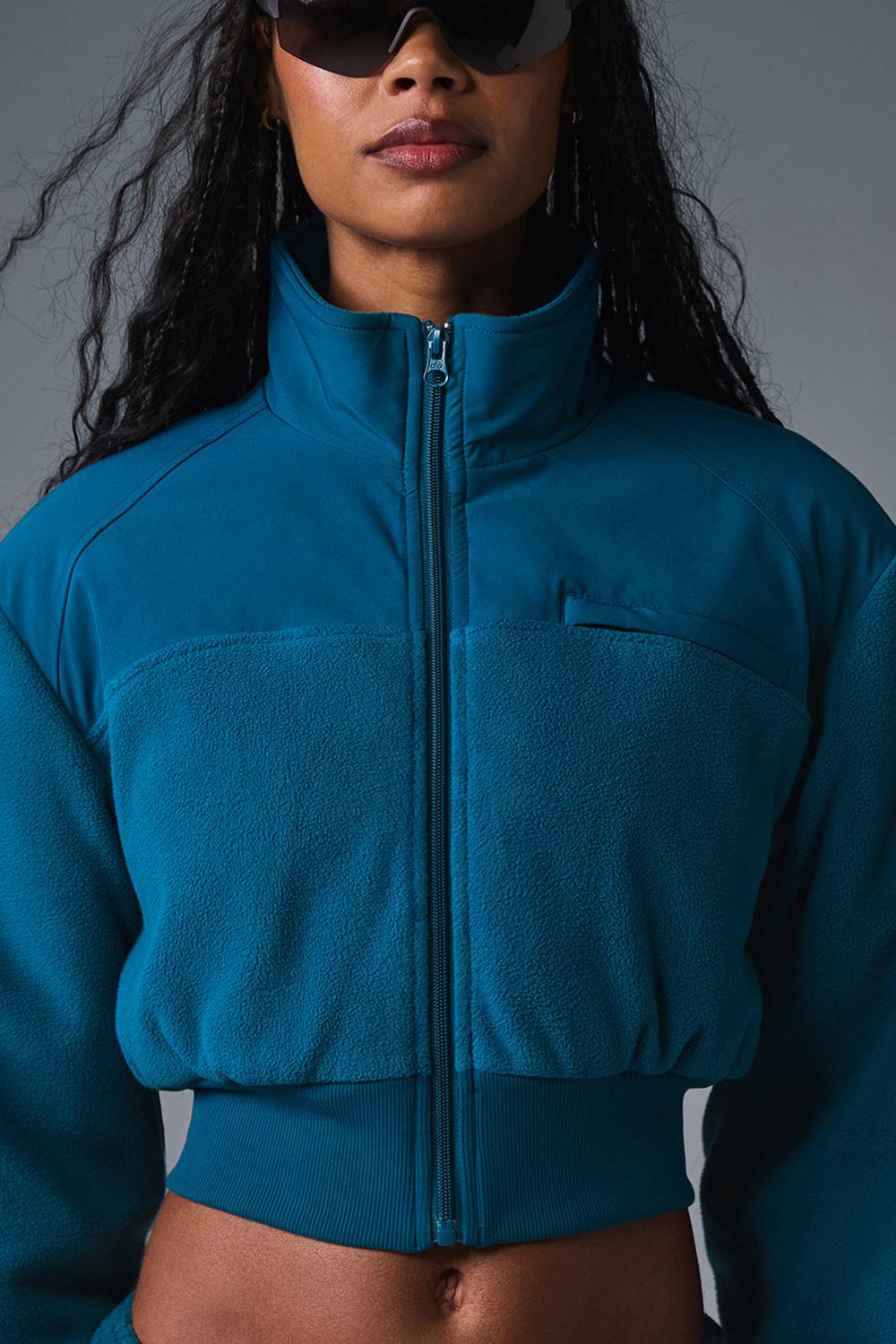 Chaquetas Alo Yoga Polar Fleece Cropped Wintry Mix Mujer Azules | España  VUYR-39265