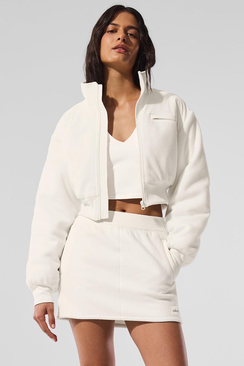 Chaquetas Alo Yoga Polar Fleece Cropped Wintry Mix Mujer Ivory | España  MBHC-41387