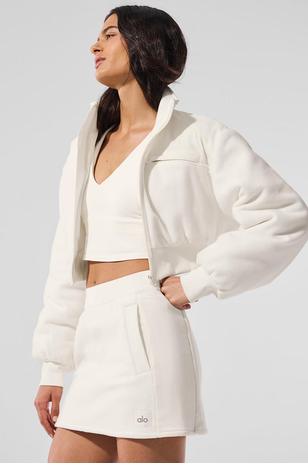 Chaquetas Alo Yoga Polar Fleece Cropped Wintry Mix Mujer Ivory | España  MBHC-41387