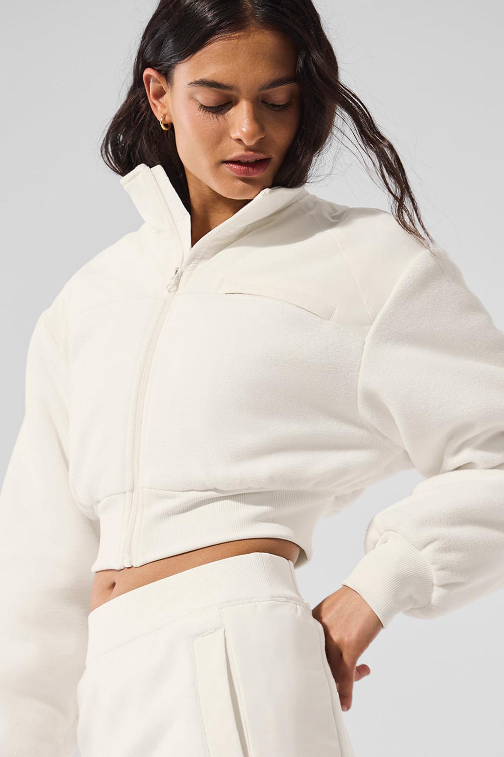 Chaquetas Alo Yoga Polar Fleece Cropped Wintry Mix Mujer Ivory | España  MBHC-41387