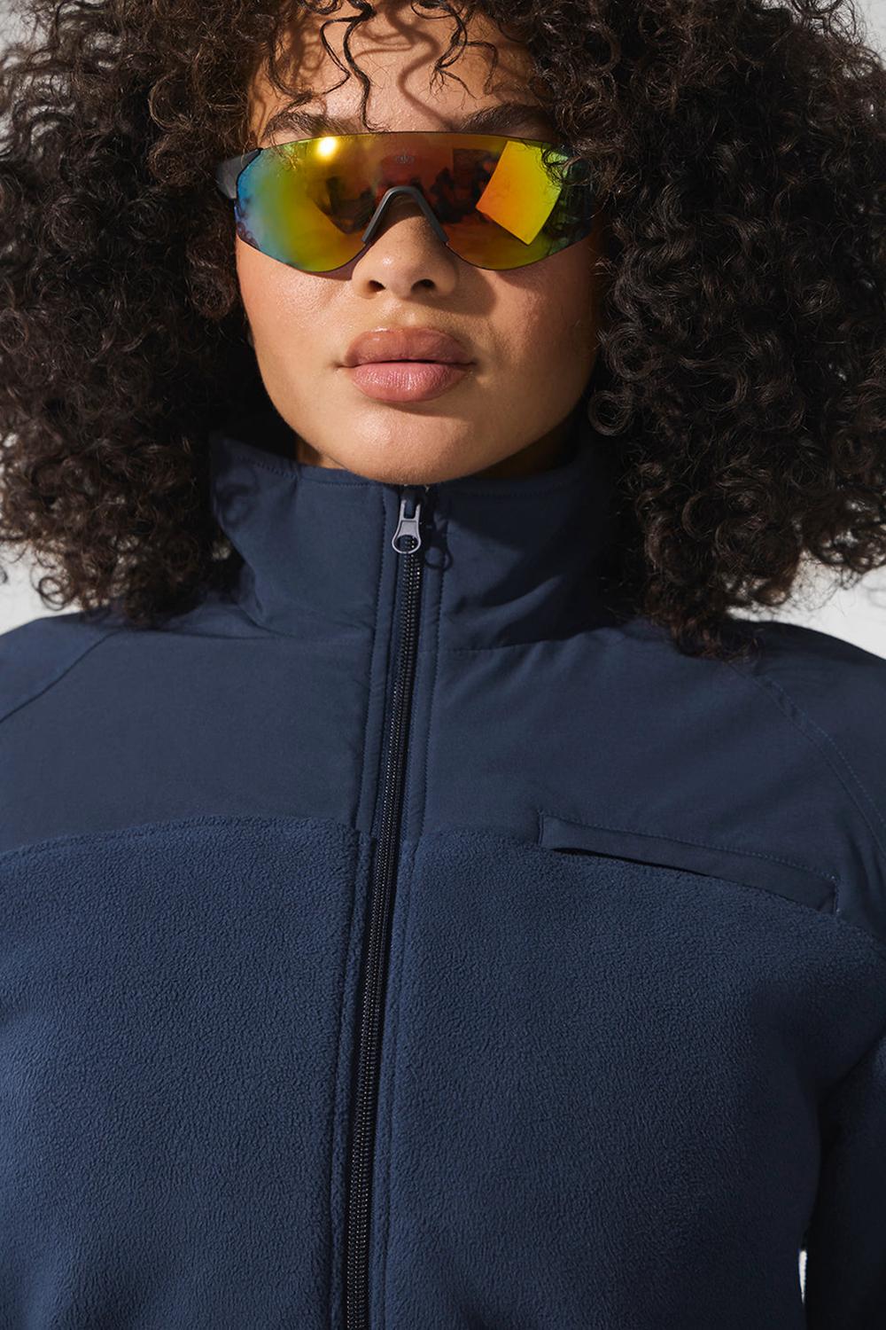 Chaquetas Alo Yoga Polar Fleece Cropped Wintry Mix Mujer Azul Marino | España  QAIV-78526