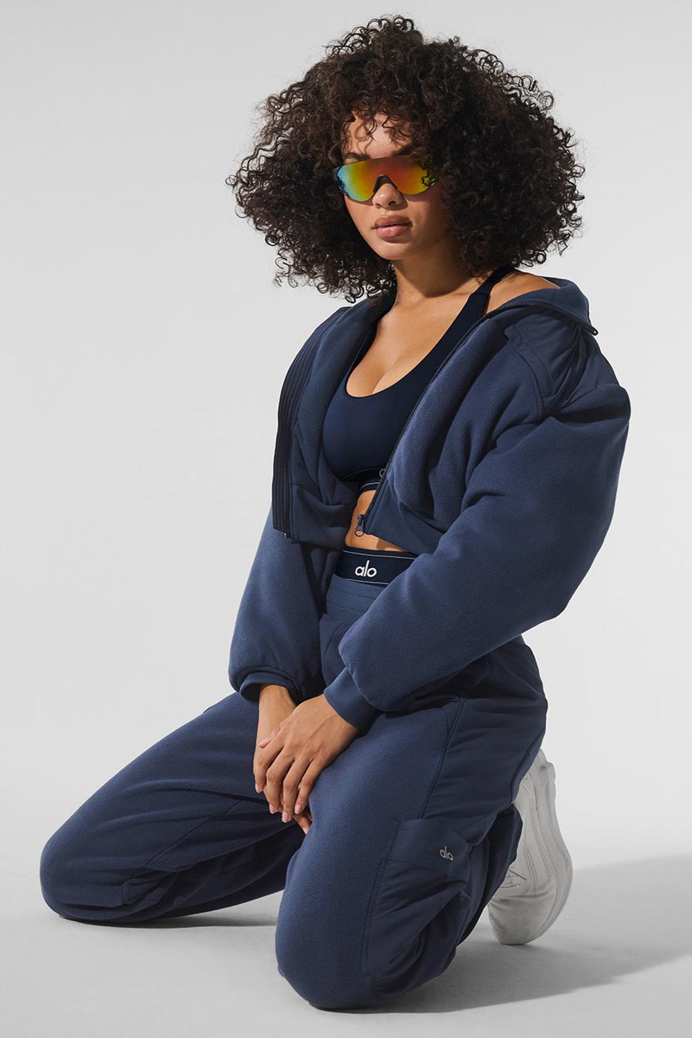 Chaquetas Alo Yoga Polar Fleece Cropped Wintry Mix Mujer Azul Marino | España  QAIV-78526