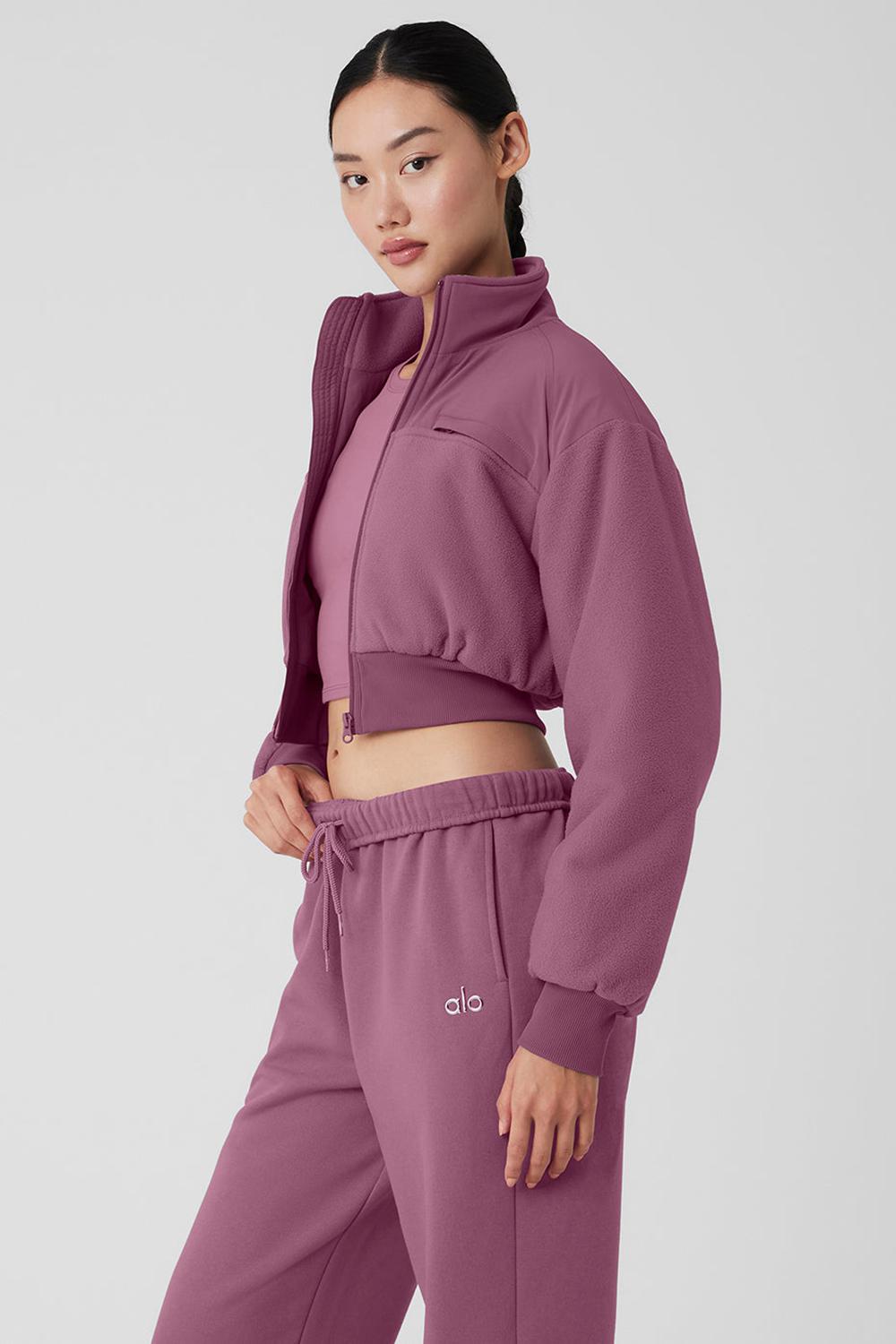 Chaquetas Alo Yoga Polar Fleece Cropped Wintry Mix Mujer Soft Mulberry | España  GVWT-42187