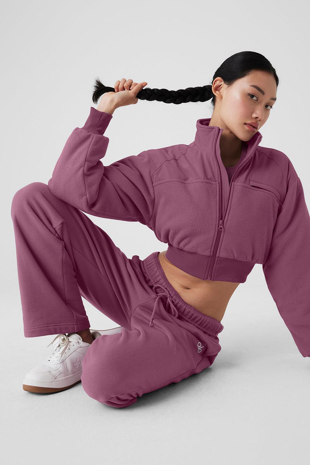 Chaquetas Alo Yoga Polar Fleece Cropped Wintry Mix Mujer Soft Mulberry | España  GVWT-42187