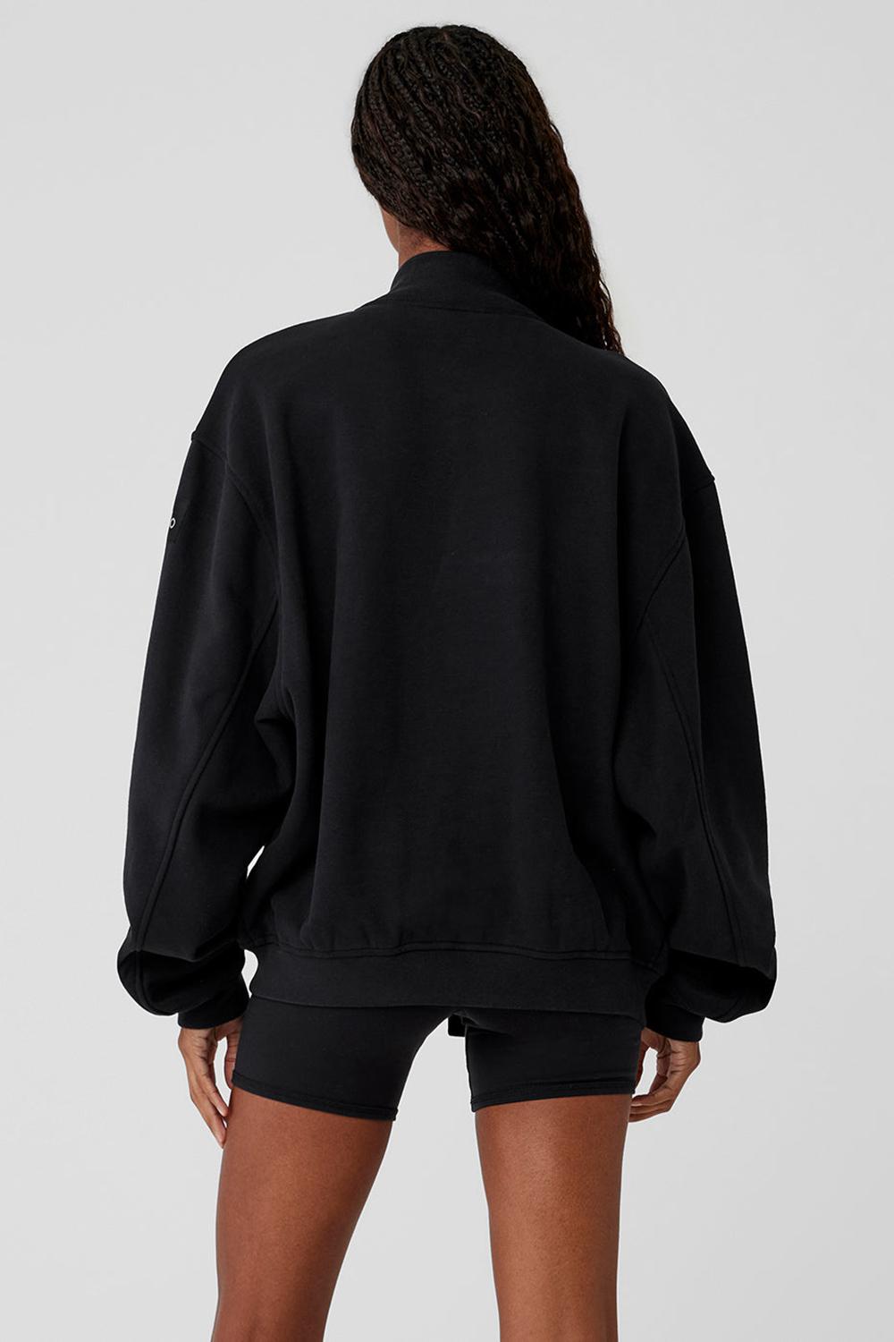 Chaquetas Alo Yoga Renown Varsity Mujer Negras | España  SIGP-58179