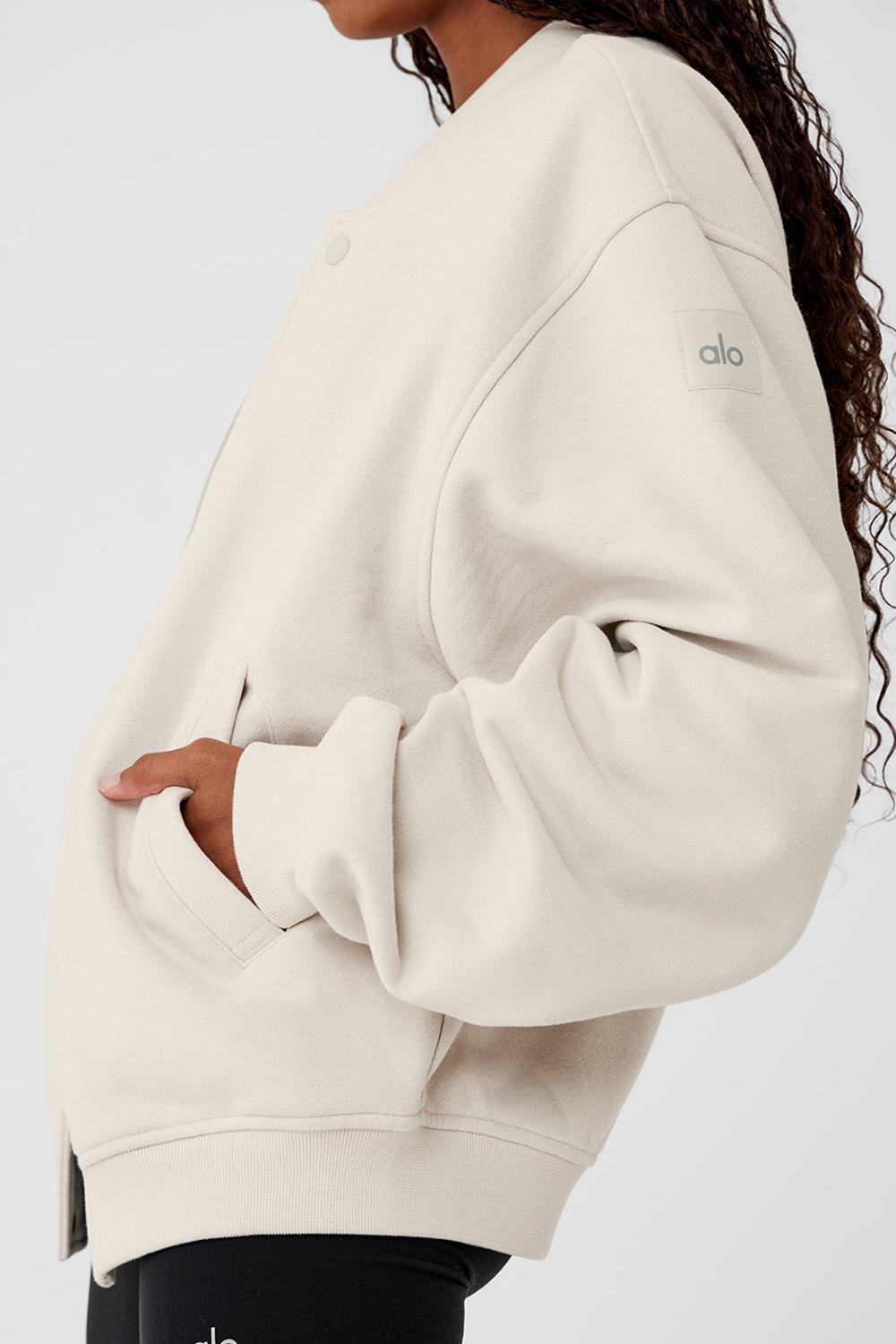 Chaquetas Alo Yoga Renown Varsity Mujer Bone | España  UYWS-51928
