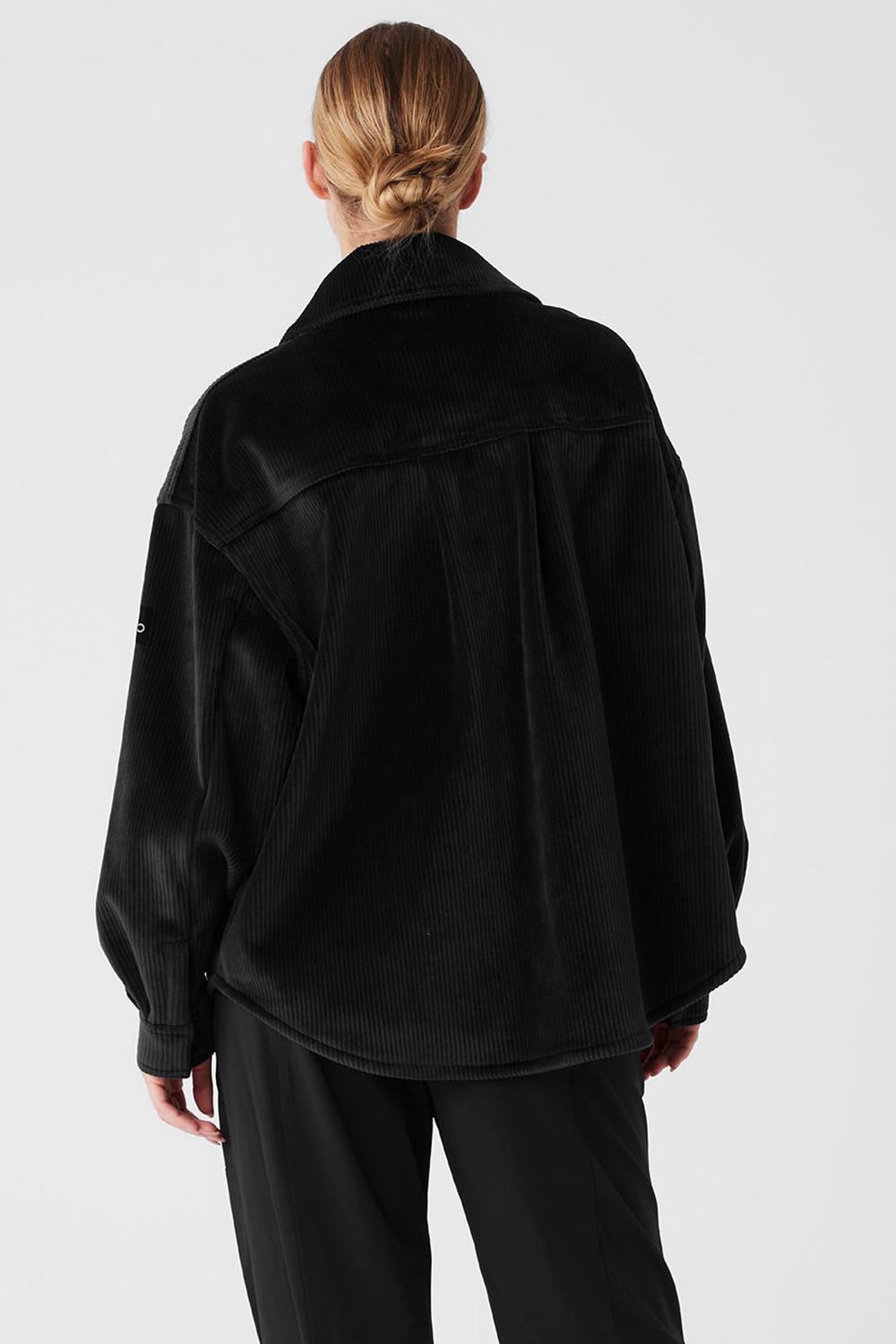 Chaquetas Alo Yoga Ribbed Velour Mountain Side Shacket Mujer Negras | España  XEFQ-75028