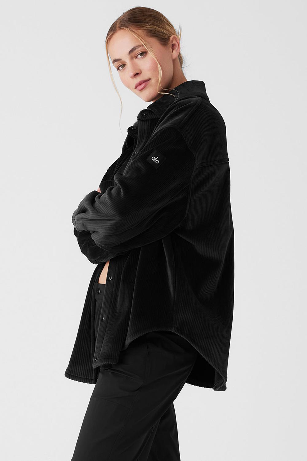 Chaquetas Alo Yoga Ribbed Velour Mountain Side Shacket Mujer Negras | España  XEFQ-75028