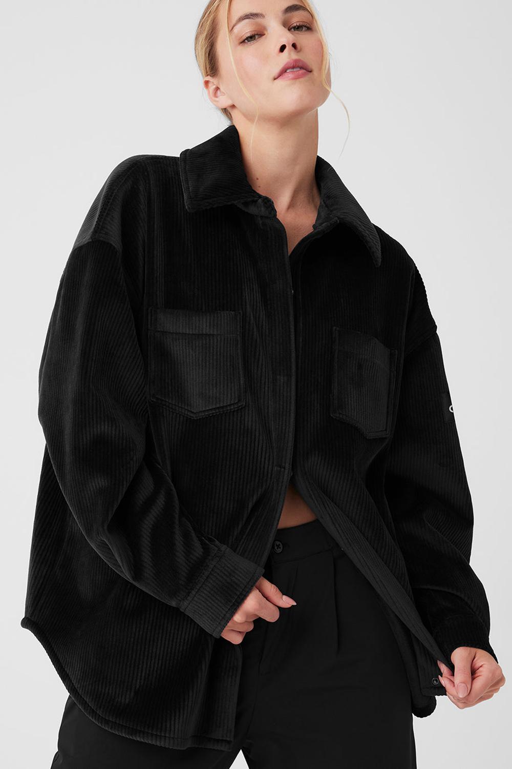 Chaquetas Alo Yoga Ribbed Velour Mountain Side Shacket Mujer Negras | España  XEFQ-75028