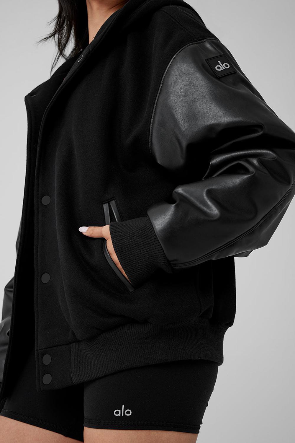 Chaquetas Alo Yoga Select Hooded Bomber Mujer Negras | España  WCUD-57931