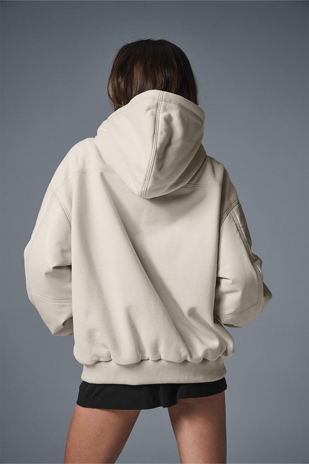 Chaquetas Alo Yoga Select Hooded Bomber Mujer Bone | España  XUTO-42370
