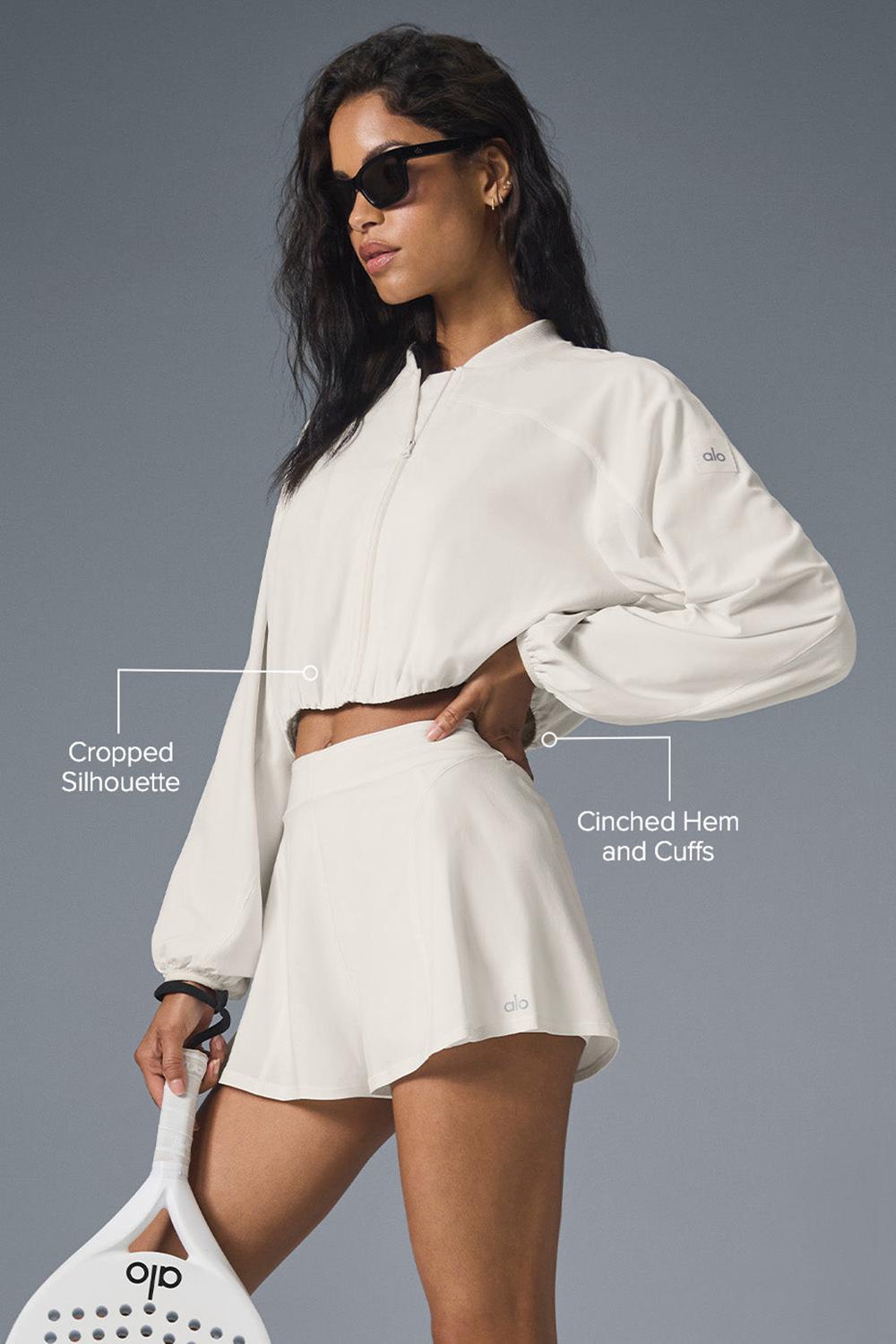 Chaquetas Alo Yoga Tiebreaker Mujer Ivory | España  EHMV-13874
