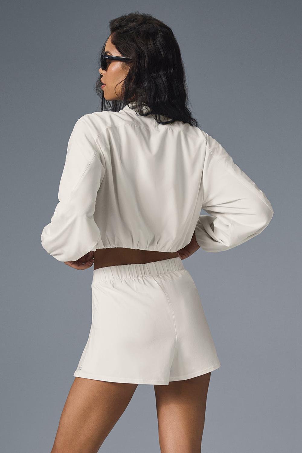 Chaquetas Alo Yoga Tiebreaker Mujer Ivory | España  EHMV-13874