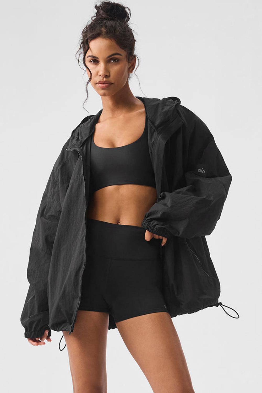 Chaquetas Alo Yoga Vantage Nylon Ripstop Track Mujer Negras | España  FQVM-41863