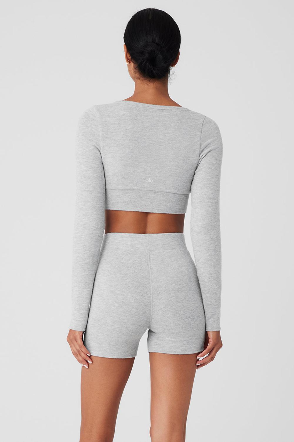 Cárdigan Alo Yoga Alolux Cropped Me Time Mujer Gris | España  FLPJ-60254