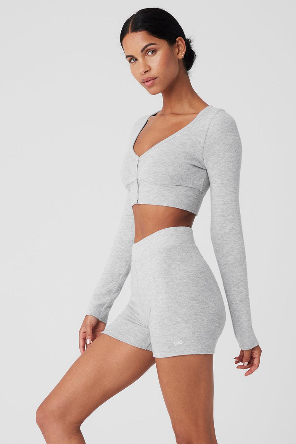 Cárdigan Alo Yoga Alolux Cropped Me Time Mujer Gris | España  FLPJ-60254