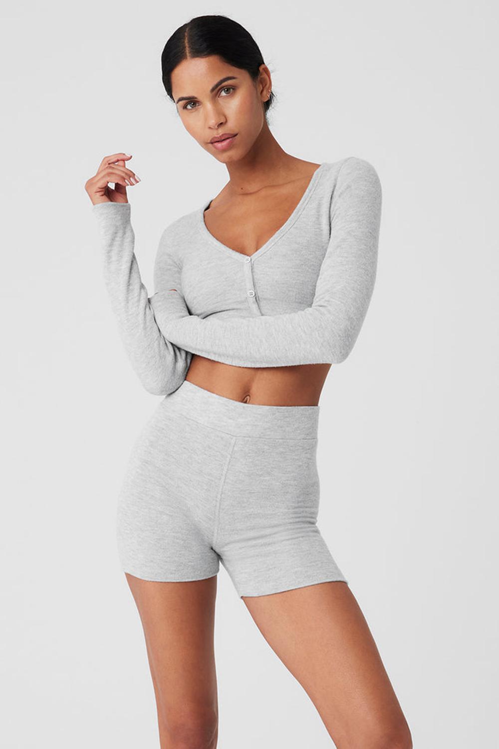Cárdigan Alo Yoga Alolux Cropped Me Time Mujer Gris | España  FLPJ-60254