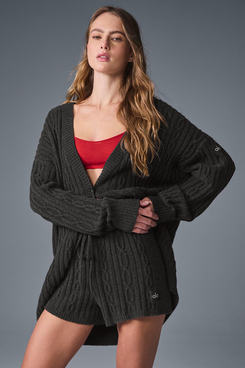 Cárdigan Alo Yoga Cable Knit Winter Bliss Mujer Verde Menta Gris | España  AUIS-48396