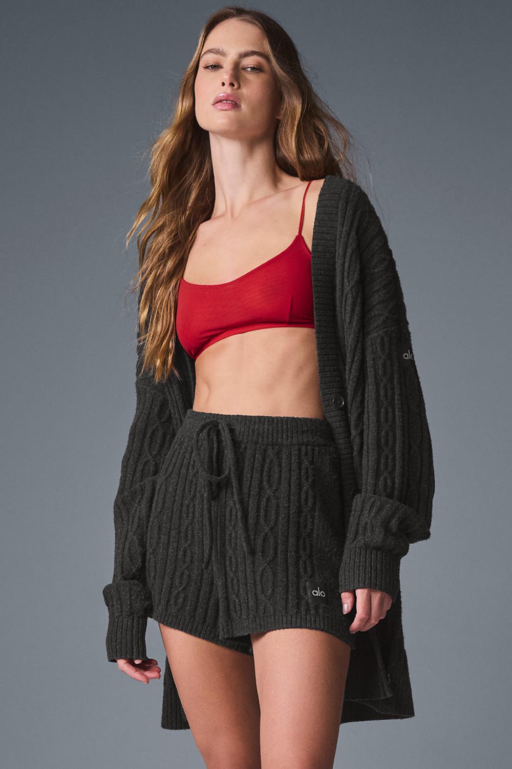 Cárdigan Alo Yoga Cable Knit Winter Bliss Mujer Verde Menta Gris | España  AUIS-48396