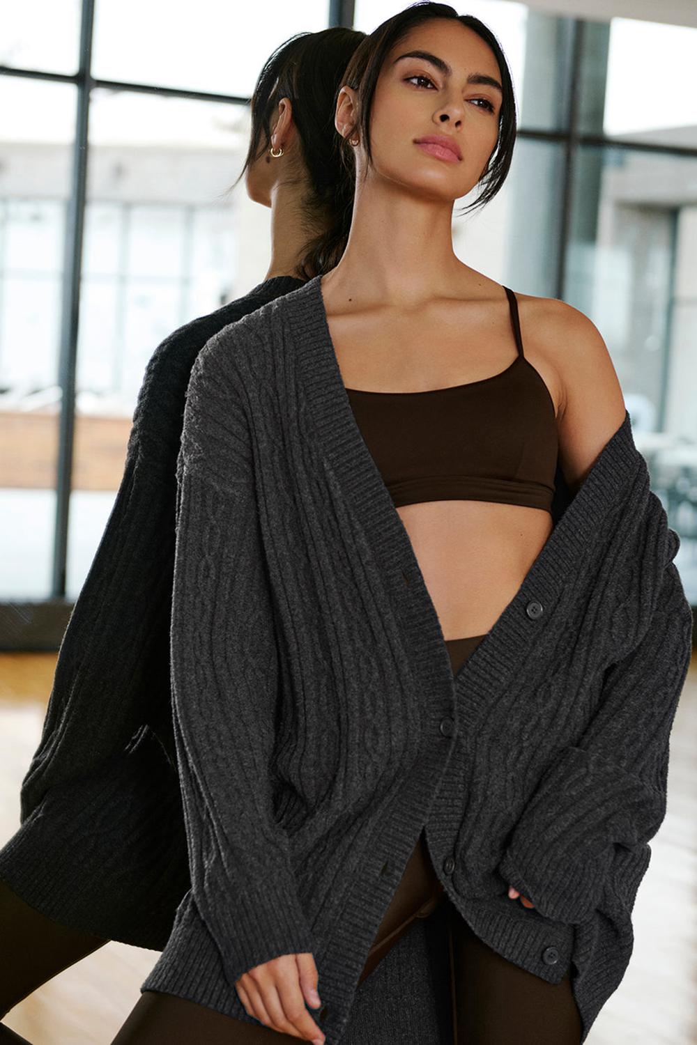 Cárdigan Alo Yoga Cable Knit Winter Bliss Mujer Verde Menta Gris | España  AUIS-48396