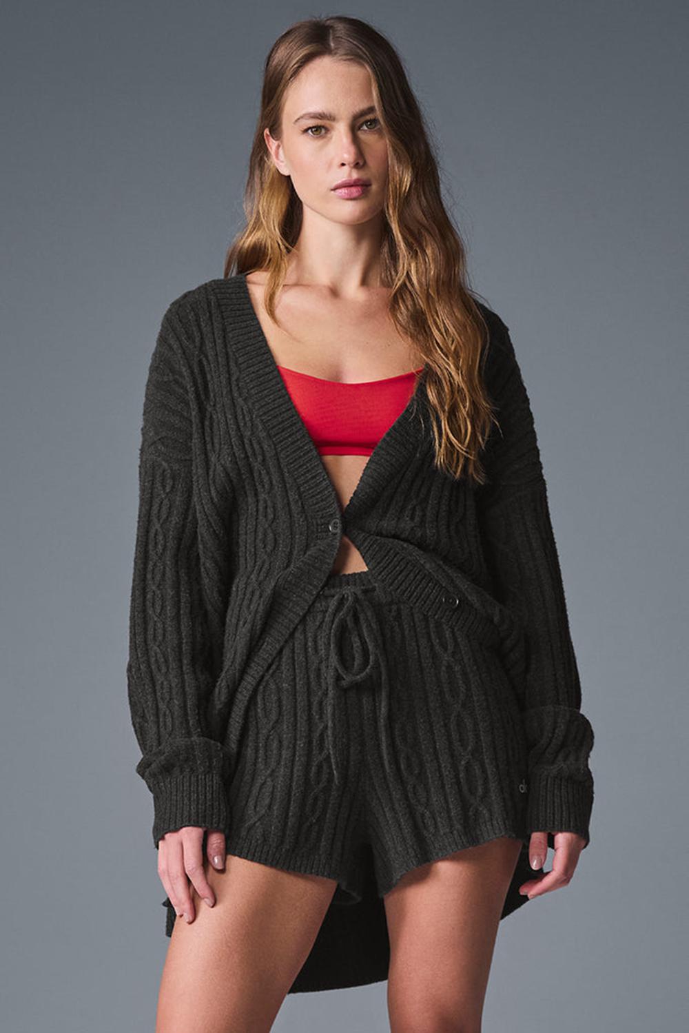 Cárdigan Alo Yoga Cable Knit Winter Bliss Mujer Verde Menta Gris | España  AUIS-48396