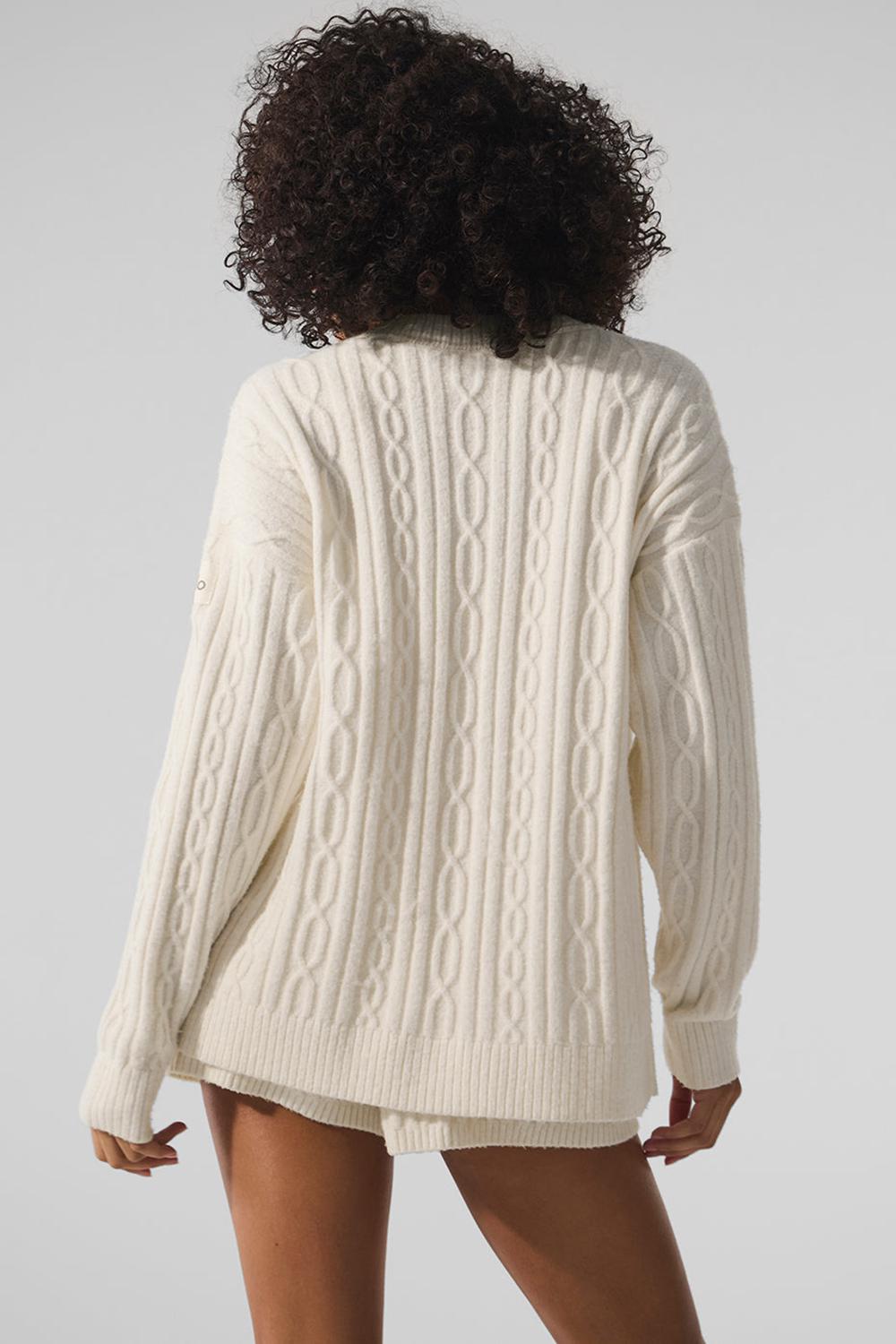 Cárdigan Alo Yoga Cable Knit Winter Bliss Mujer Ivory | España  ZPAF-68729