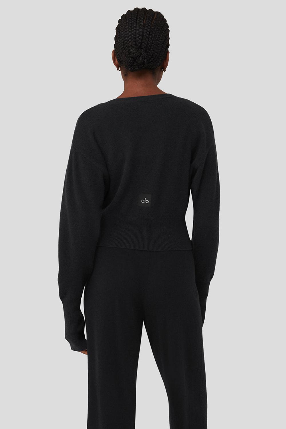 Cárdigan Alo Yoga Cashmere Jet Set Mujer Negras | España  QLDN-56273