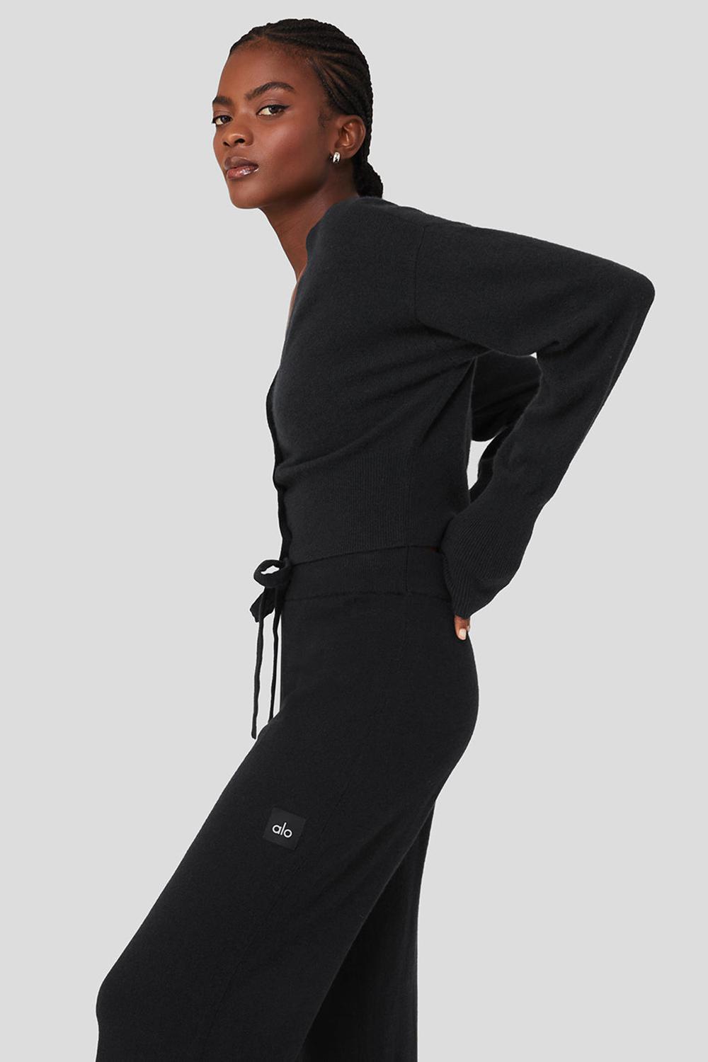 Cárdigan Alo Yoga Cashmere Jet Set Mujer Negras | España  QLDN-56273