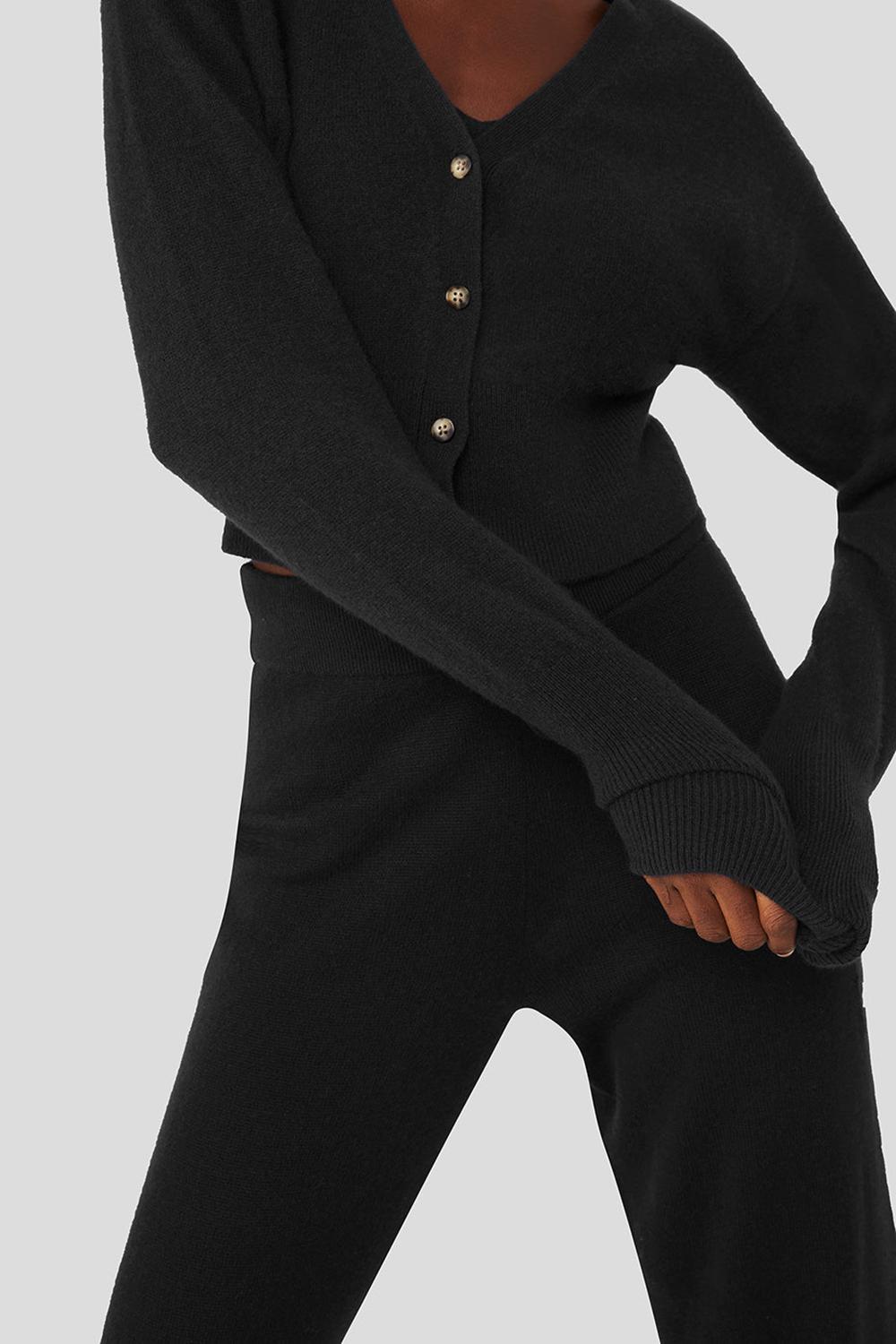 Cárdigan Alo Yoga Cashmere Jet Set Mujer Negras | España  QLDN-56273