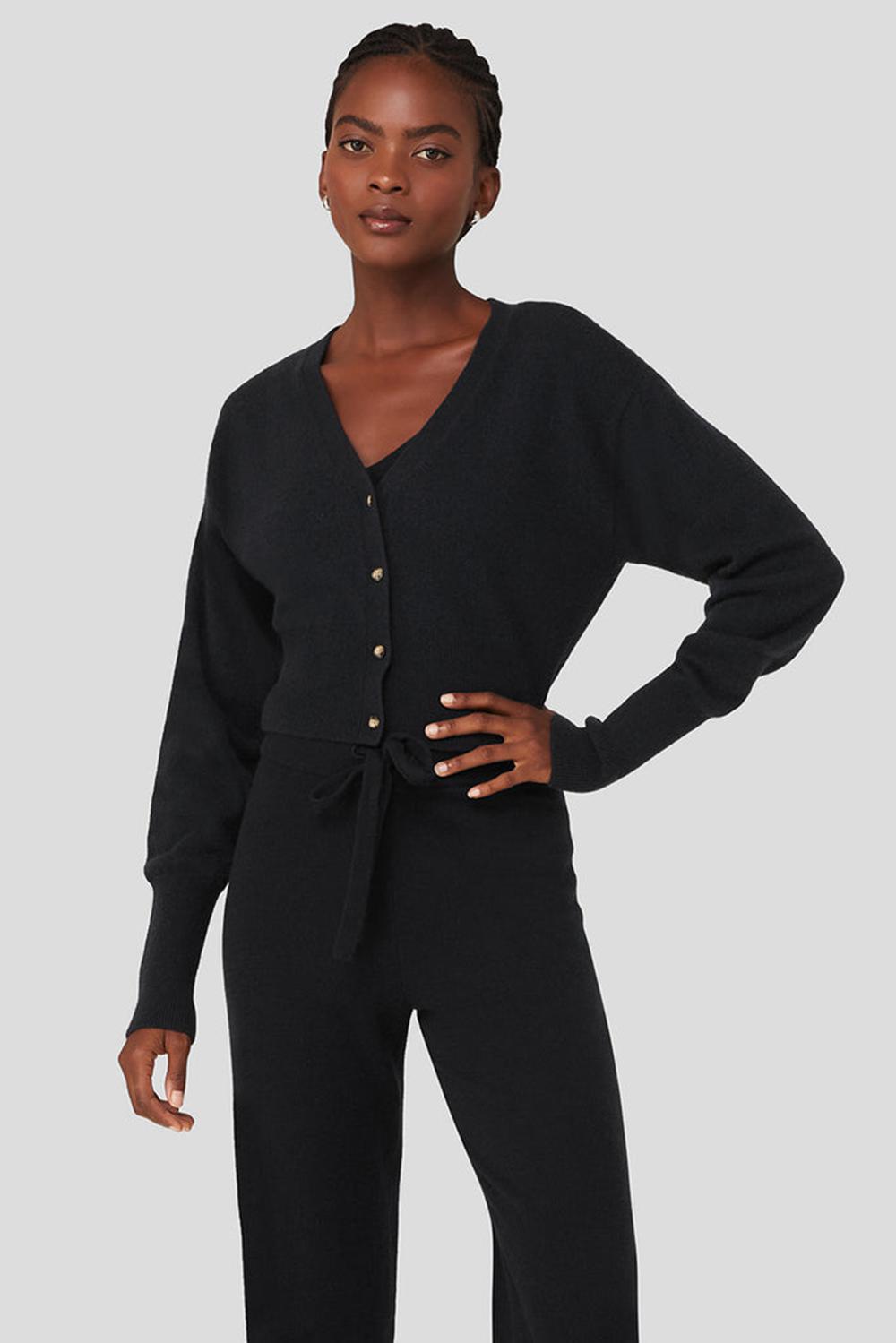 Cárdigan Alo Yoga Cashmere Jet Set Mujer Negras | España  QLDN-56273