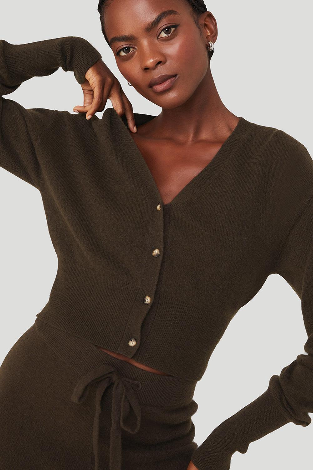 Cárdigan Alo Yoga Cashmere Jet Set Mujer Espresso | España  HCWK-94526