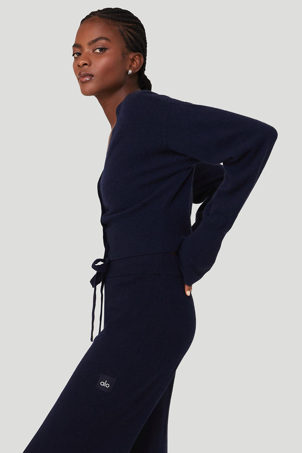 Cárdigan Alo Yoga Cashmere Jet Set Mujer Azul Marino | España  DSJC-03156