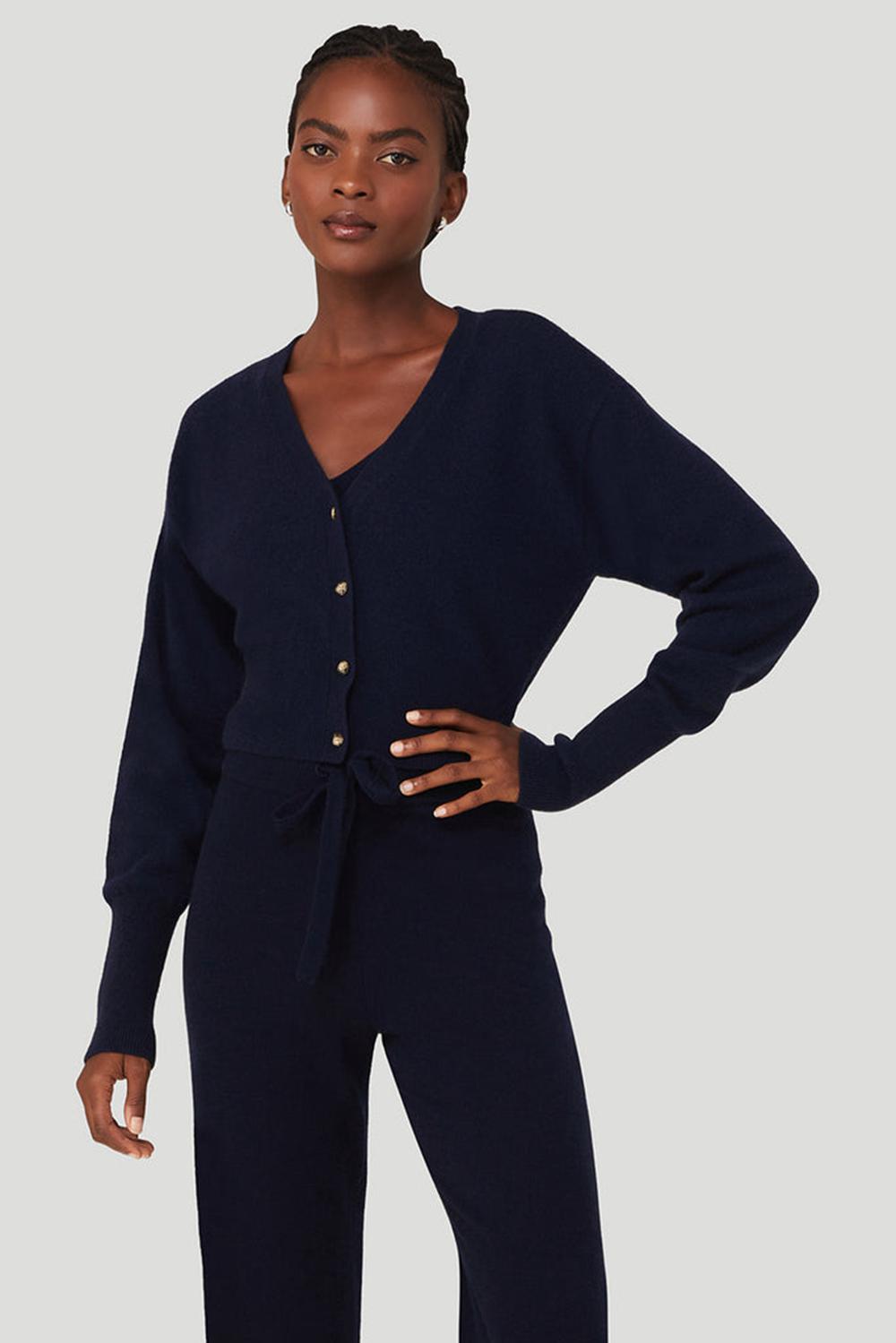 Cárdigan Alo Yoga Cashmere Jet Set Mujer Azul Marino | España  DSJC-03156