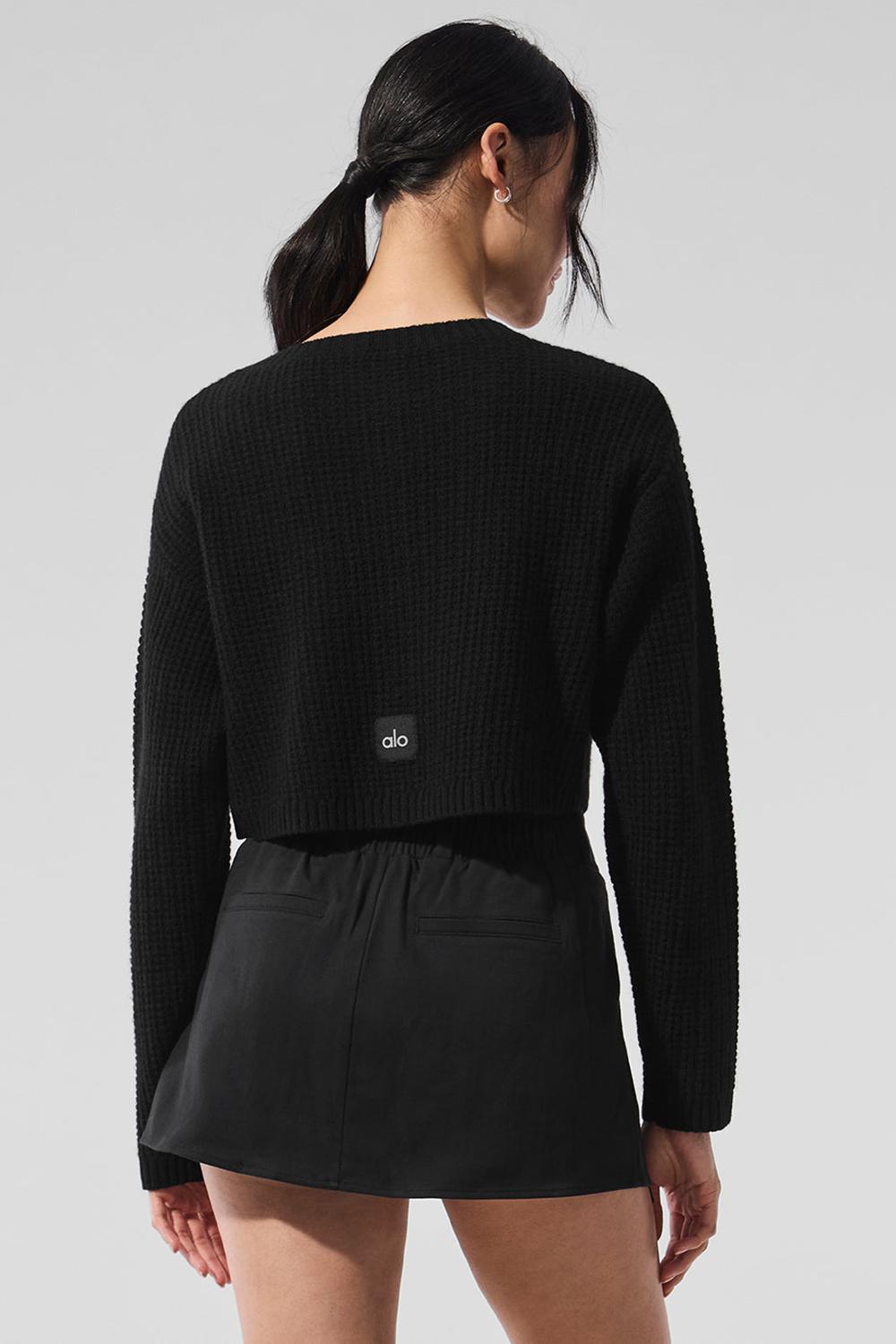 Cárdigan Alo Yoga Cashmere Plush Waffle Mujer Negras | España  MWRT-24179