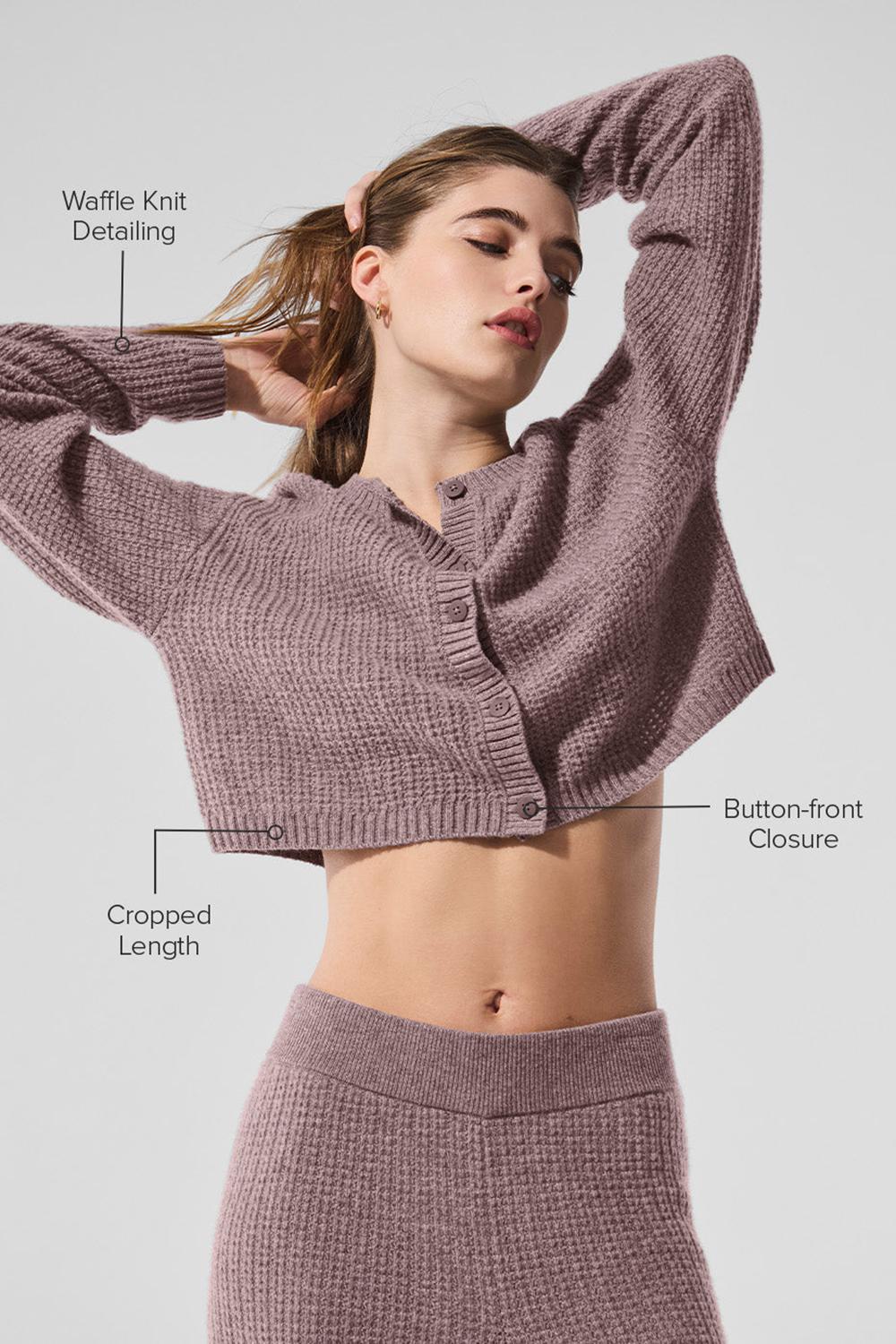 Cárdigan Alo Yoga Cashmere Plush Waffle Mujer Mushroom Heather | España  EWXZ-59847