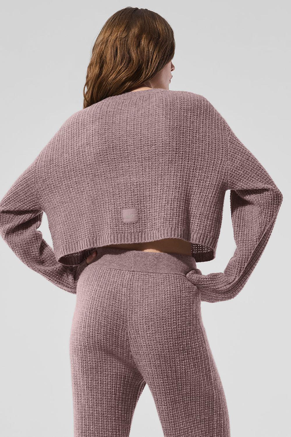 Cárdigan Alo Yoga Cashmere Plush Waffle Mujer Mushroom Heather | España  EWXZ-59847