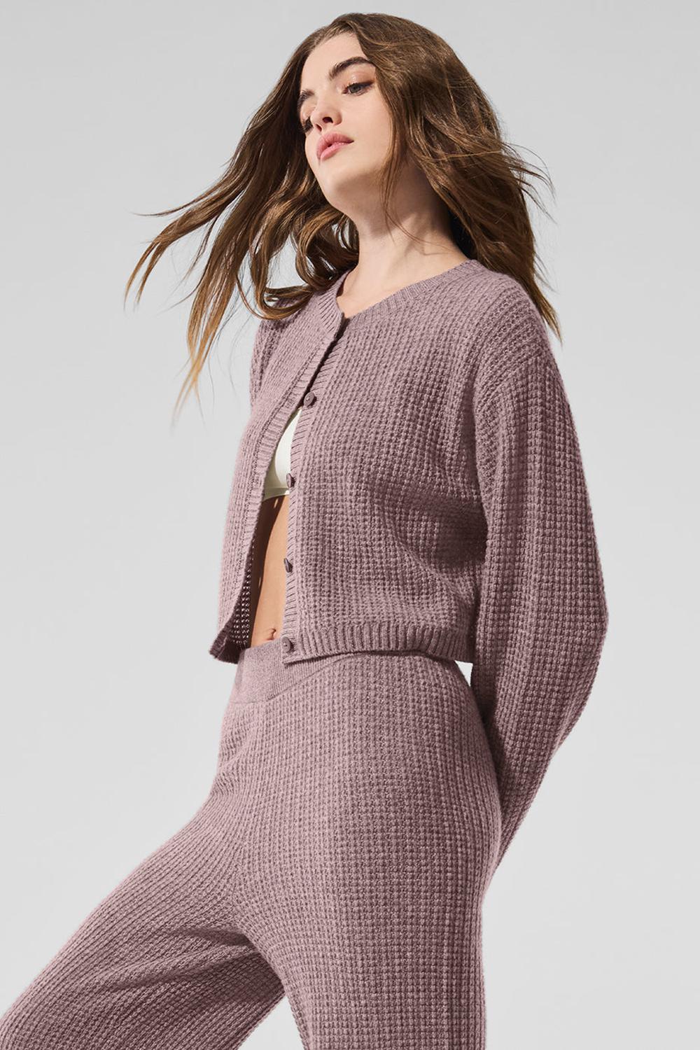 Cárdigan Alo Yoga Cashmere Plush Waffle Mujer Mushroom Heather | España  EWXZ-59847