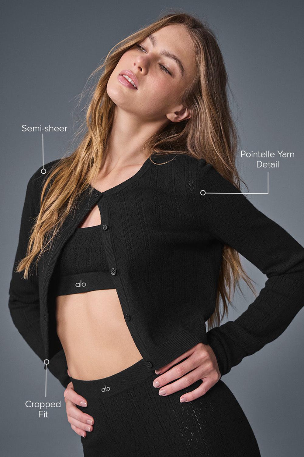 Cárdigan Alo Yoga Pointelle Sweater Be Mine Mujer Negras | España  HUPI-39075