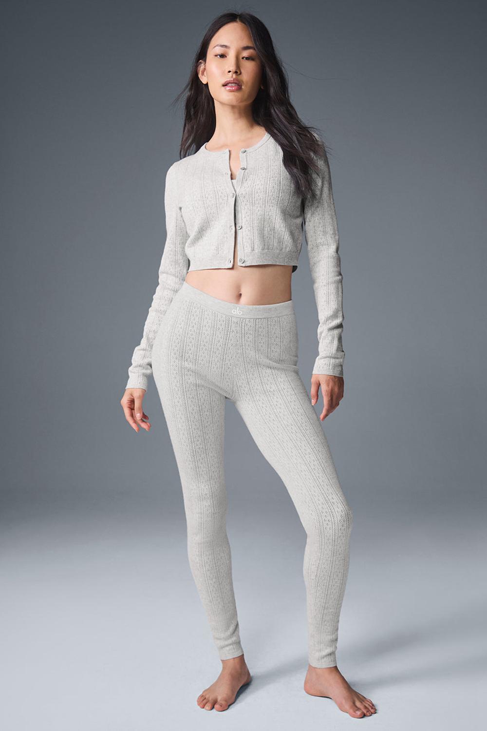 Cárdigan Alo Yoga Pointelle Sweater Be Mine Mujer Gris Claro | España  NGOE-37215