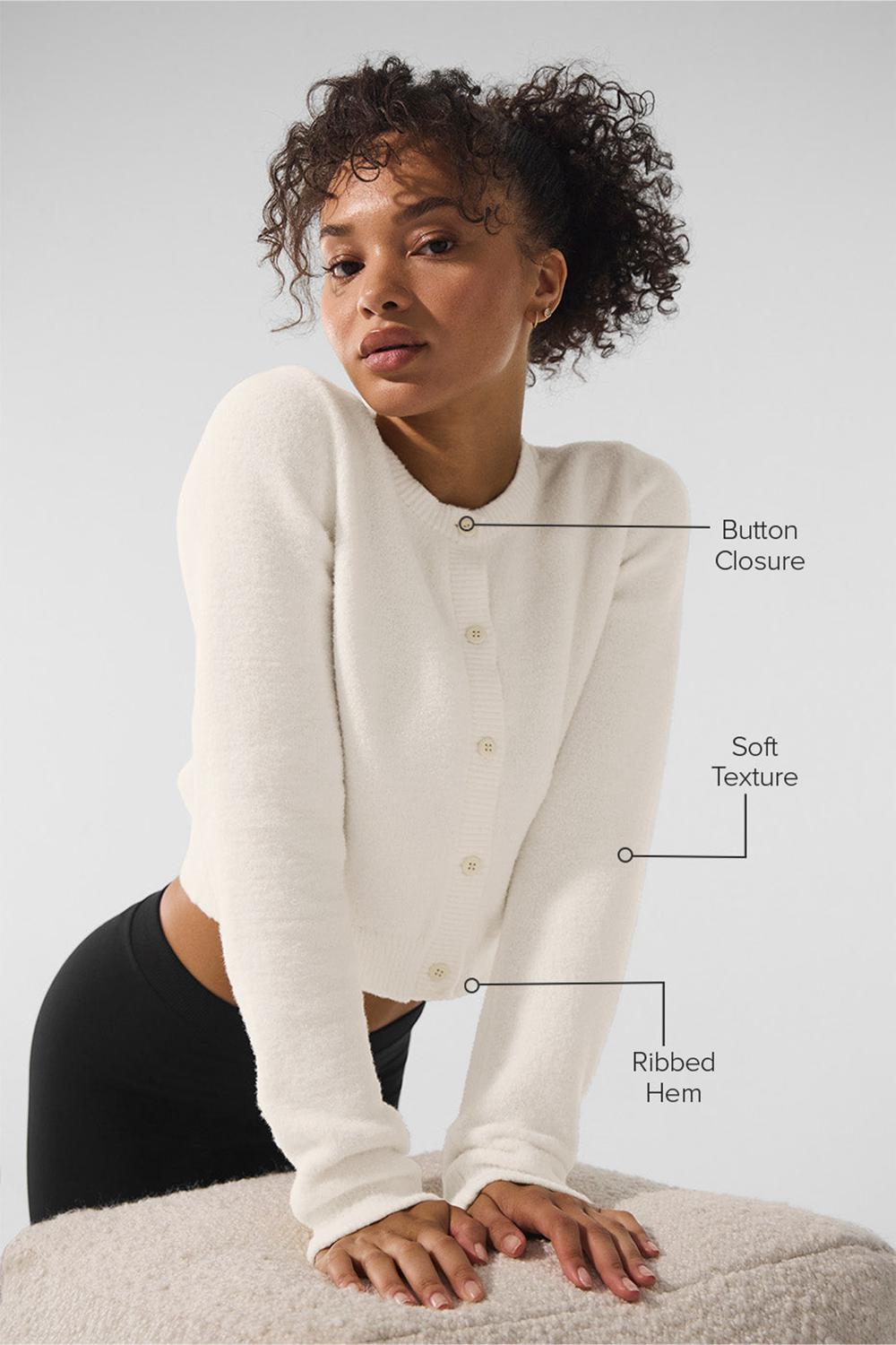 Cárdigan Alo Yoga Snuggle Up Sweater Cropped Mujer Ivory | España  PYQC-28976