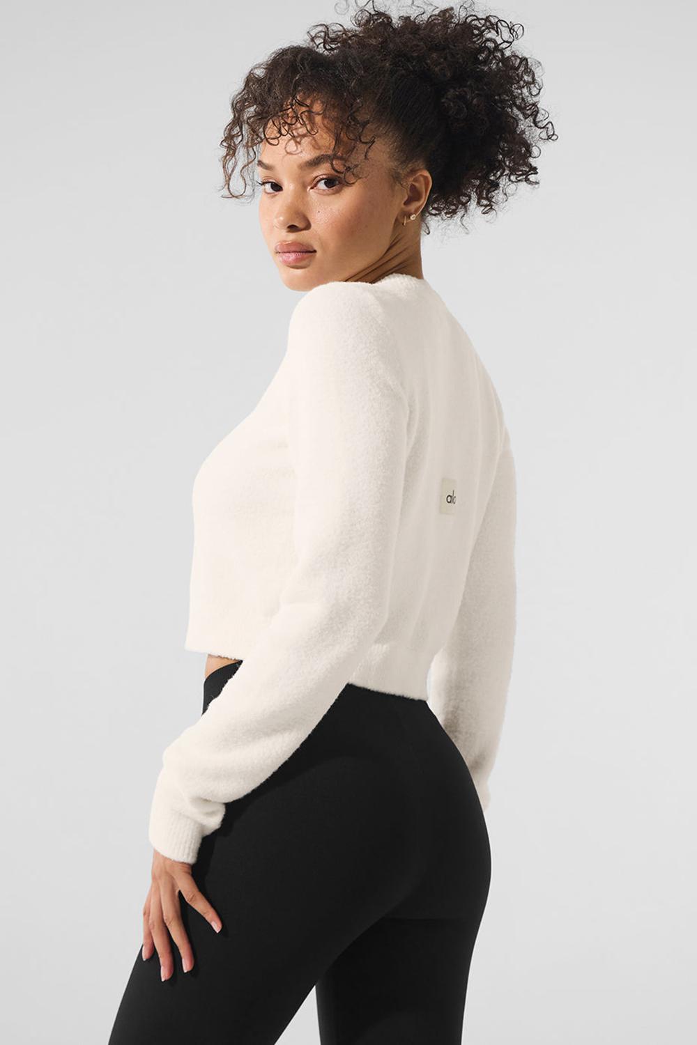 Cárdigan Alo Yoga Snuggle Up Sweater Cropped Mujer Ivory | España  PYQC-28976